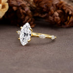 Unique, Minimalist 4-Prong Marquise Cut Lab Diamond Engagement Ring - Additional view