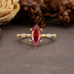 Unique, Minimalist 4-Prong Marquise Cut Garnet Engagement Ring - Additional view