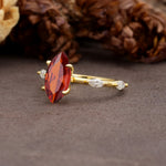 Unique, Minimalist 4-Prong Marquise Cut Garnet Engagement Ring - Additional view