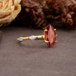 Unique, Minimalist 4-Prong Marquise Cut Garnet Engagement Ring - Additional view