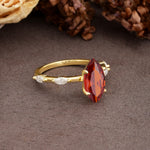 Unique, Minimalist 4-Prong Marquise Cut Garnet Engagement Ring - Additional view