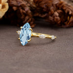 Unique, Minimalist 4-Prong Marquise Cut Aquamarine Engagement Ring - Additional view