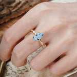 Unique, Minimalist 4-Prong Marquise Cut Aquamarine Engagement Ring - Additional view