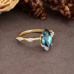 Unique, Minimalist 4-Prong Marquise Cut Alexandrite Engagement Ring - Additional view