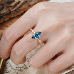 Unique, Minimalist 4-Prong Marquise Cut Alexandrite Engagement Ring - Additional view