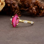 Unique, Minimalist 4-Prong Marquise Cut Ruby Engagement Ring - Additional view