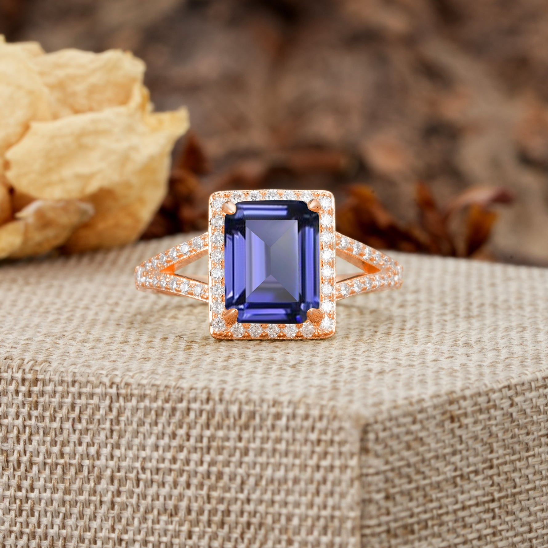 Unique & Classic 4-Prong Emerald Cut Tanzanite Engagement Ring - Additional view