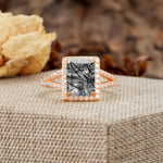 Unique & Classic 4-Prong Emerald Cut Black Rutilated Quartz Engagement Ring - Additional view