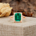 Unique & Classic 4-Prong Emerald Cut Emerald Engagement Ring - Additional view