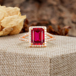 Unique & Classic 4-Prong Emerald Cut Ruby Engagement Ring - Additional view