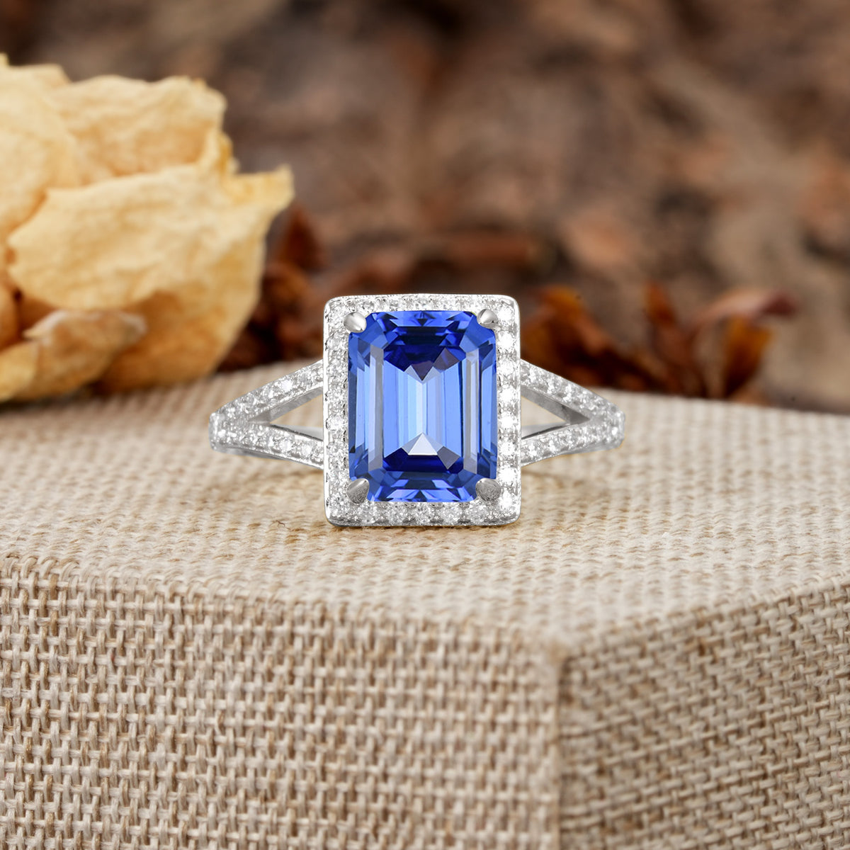 Unique & Classic 4-Prong Emerald Cut Sapphire Engagement Ring - Additional view