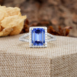 Unique & Classic 4-Prong Emerald Cut Sapphire Engagement Ring - Additional view