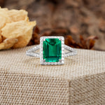 Unique & Classic 4-Prong Emerald Cut Emerald Engagement Ring - Additional view
