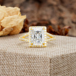 Unique & Classic 4-Prong Emerald Cut Moissanite Engagement Ring - Additional view