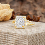 Unique & Classic 4-Prong Emerald Cut Moissanite Engagement Ring - Additional view