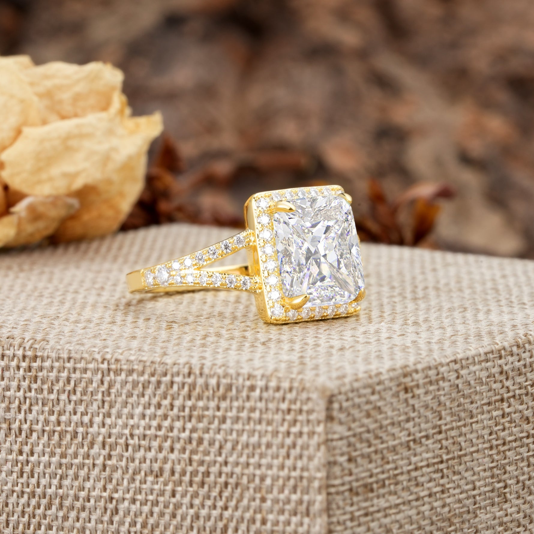 Unique & Classic 4-Prong Emerald Cut Moissanite Engagement Ring - Additional view
