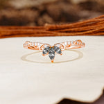 Nature-Inspired Twisted & Entwined 2-Prong Marquise Cut Black Rutilated Quartz Wedding Ring - Additional view