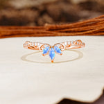 Nature-Inspired Twisted & Entwined 2-Prong Marquise Cut Moonstone Wedding Ring - Additional view