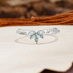 Nature-Inspired Twisted & Entwined 2-Prong Marquise Cut Moss Agate Wedding Ring - Additional view