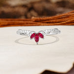 Nature-Inspired Twisted & Entwined 2-Prong Marquise Cut Ruby Wedding Ring - Additional view