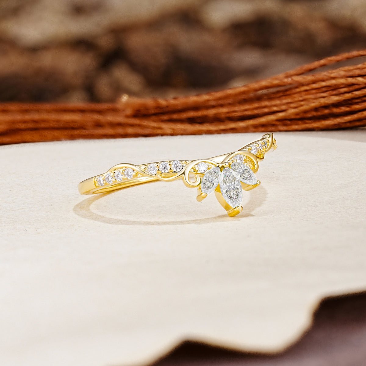 Nature-Inspired Twisted & Entwined 2-Prong Marquise Cut Moissanite Wedding Ring - Additional view