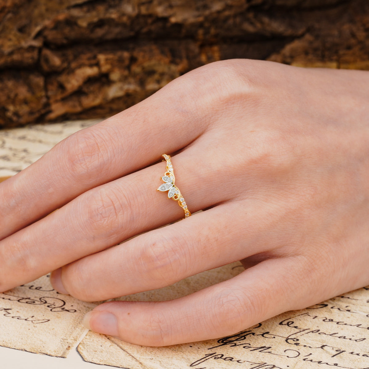 Nature-Inspired Twisted & Entwined 2-Prong Marquise Cut Moissanite Wedding Ring - Additional view