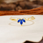 Nature-Inspired Twisted & Entwined 2-Prong Marquise Cut Sapphire Wedding Ring - Additional view
