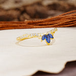 Nature-Inspired Twisted & Entwined 2-Prong Marquise Cut Sapphire Wedding Ring - Additional view