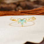 Nature-Inspired Twisted & Entwined 2-Prong Marquise Cut Fire Opal Wedding Ring - Additional view
