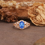 Unique and Luxurious 4-Prong Oval Cut Sapphire Engagement Ring - Additional view