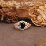 Unique and Luxurious 4-Prong Oval Cut Black Onyx Engagement Ring - Additional view