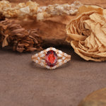 Unique and Luxurious 4-Prong Oval Cut Garnet Engagement Ring - Additional view