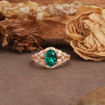 Unique and Luxurious 4-Prong Oval Cut Emerald Engagement Ring - Additional view