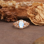 Unique and Luxurious 4-Prong Oval Cut Moonstone Engagement Ring - Additional view
