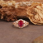 Unique and Luxurious 4-Prong Oval Cut Ruby Engagement Ring - Additional view