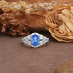 Unique and Luxurious 4-Prong Oval Cut Sapphire Engagement Ring - Additional view