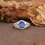 Unique and Luxurious 4-Prong Oval Cut Tanzanite Engagement Ring - Additional view