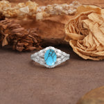 Unique and Luxurious 4-Prong Oval Cut Turquoise Engagement Ring - Additional view