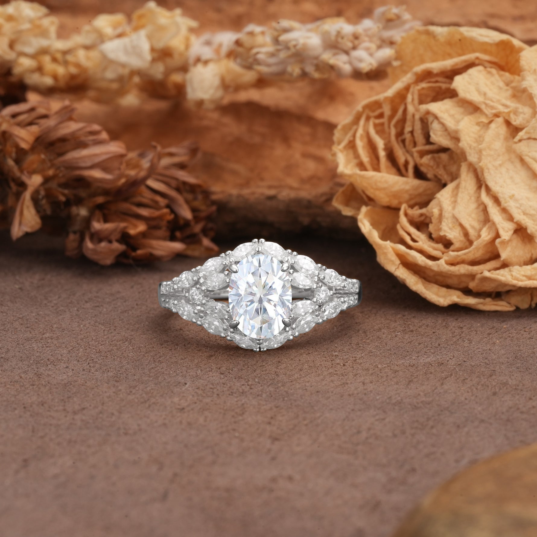 Unique and Luxurious 4-Prong Oval Cut Lab Diamond Engagement Ring - Additional view