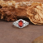Unique and Luxurious 4-Prong Oval Cut Garnet Engagement Ring - Additional view