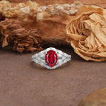 Unique and Luxurious 4-Prong Oval Cut Ruby Engagement Ring - Additional view