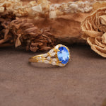 Unique and Luxurious 4-Prong Oval Cut Sapphire Engagement Ring - Additional view