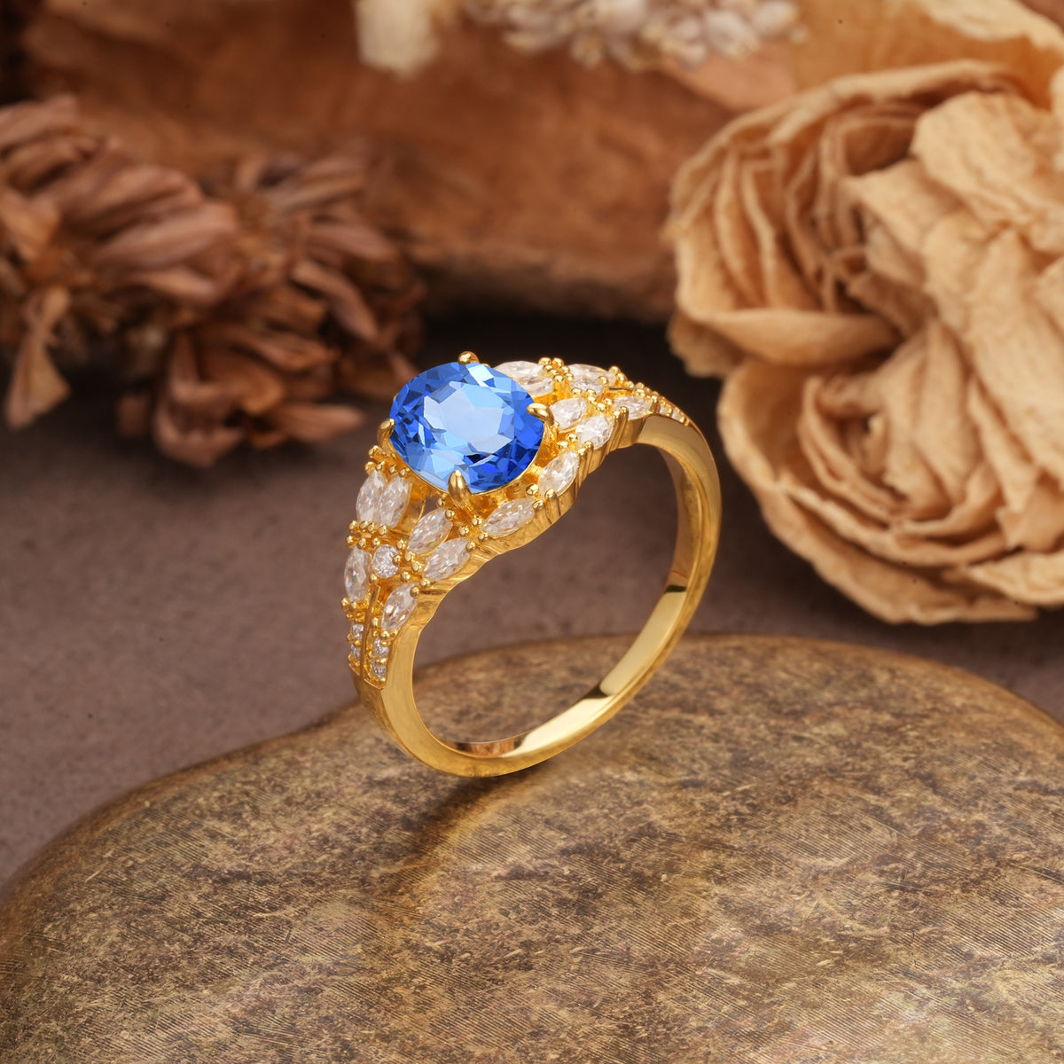 Unique and Luxurious 4-Prong Oval Cut Sapphire Engagement Ring - Additional view