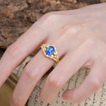 Unique and Luxurious 4-Prong Oval Cut Sapphire Engagement Ring - Additional view