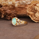 Unique and Luxurious 4-Prong Oval Cut Fire Opal Engagement Ring - Additional view