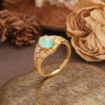 Unique and Luxurious 4-Prong Oval Cut Fire Opal Engagement Ring - Additional view