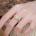 Unique and Luxurious 4-Prong Oval Cut Fire Opal Engagement Ring - Additional view