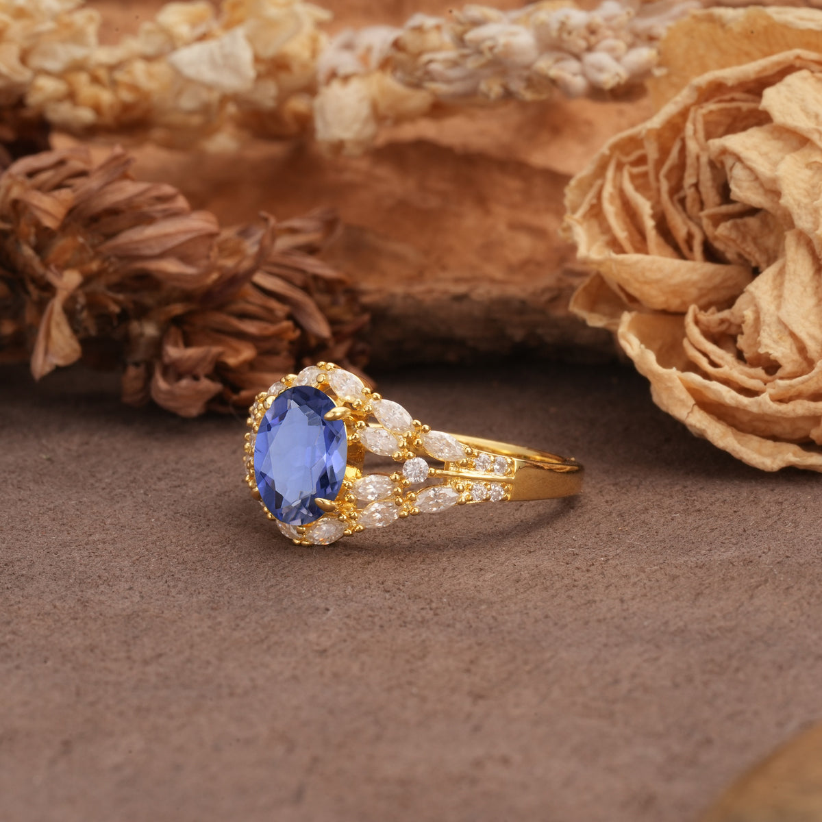 Unique and Luxurious 4-Prong Oval Cut Tanzanite Engagement Ring - Additional view