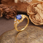 Unique and Luxurious 4-Prong Oval Cut Tanzanite Engagement Ring - Additional view