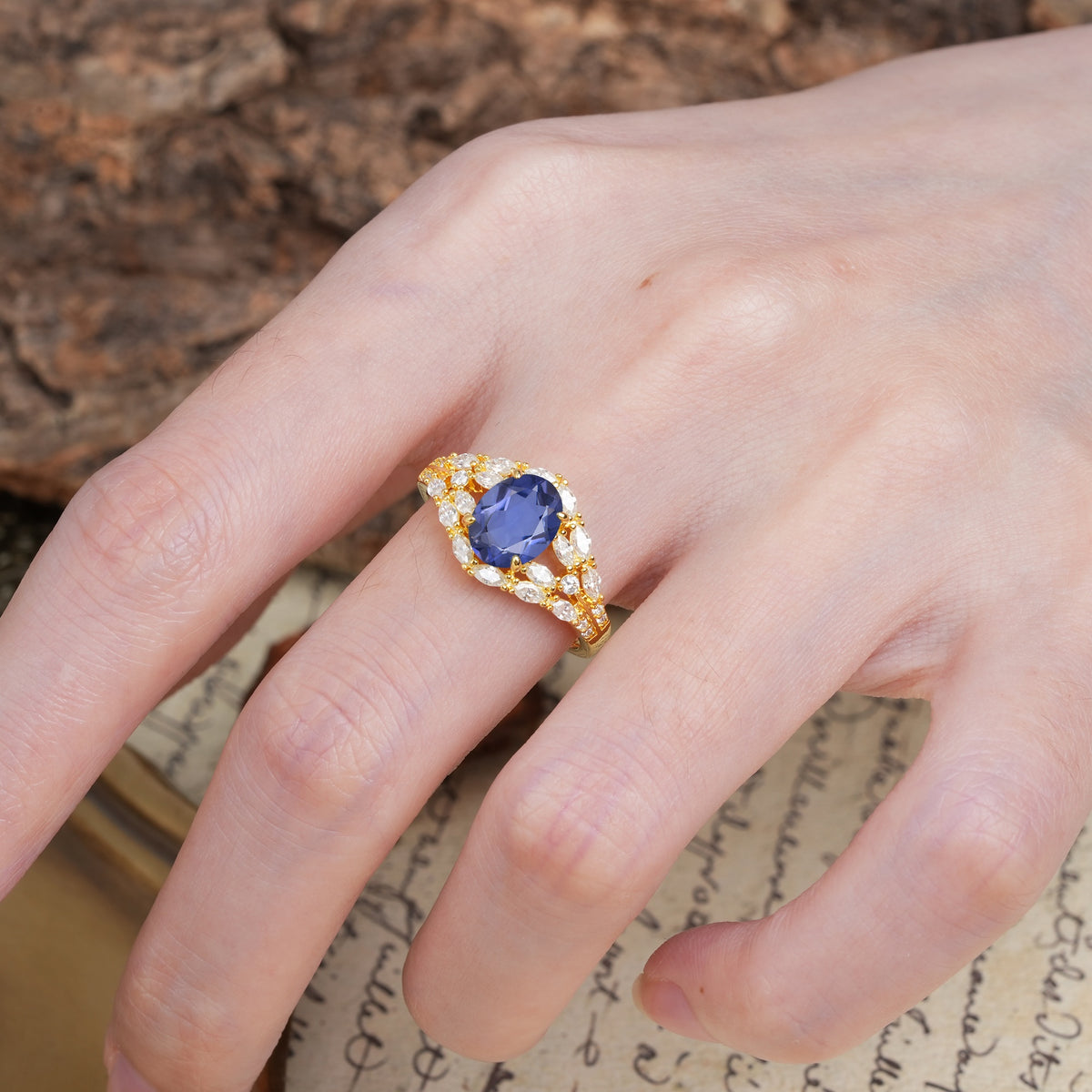 Unique and Luxurious 4-Prong Oval Cut Tanzanite Engagement Ring - Additional view